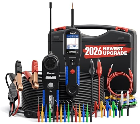 VDIAGTOOL V200 PRO Upgrade Kfz Stromprüfer, Messspitzen & 30pcs Back Probe Kit,12/24V Leitungssuchgerät Auto, Kabelbruch Suchgerät Öffnungs Kurzschluss, Durchgangsprüf Relais Sicherungsfinder Sprüfung
