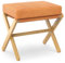 BAMBOOHOMIE Makeup Eitelkeit Hocker, Faltbarer Fußhocker mit Bambus X Beinen, Ottoman Fußstütze Stuhl für Vanity, Moderne Fußhocker klein gepolstert für Wohnzimmer (Natürlich - Orange)