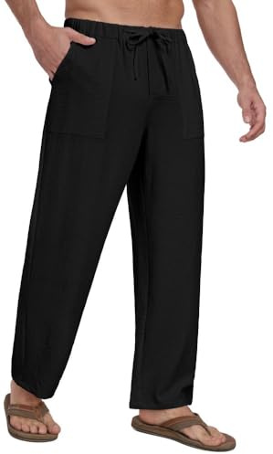 Sailwind Men's Lightweight Trousers Drawstring Summer Beach Loose Pants Casual Trousers with Elastic Waistband
