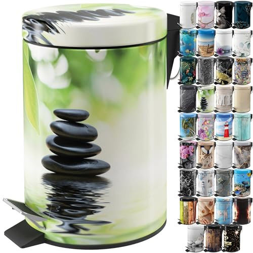 Sanilo Poubelle de Salle de Bain 3L avec système d’abaissement automatique, Nombreuses nouvelles Poubelles à Cosmétiques au choix, Poubelle avec seau intérieur (Harmony)