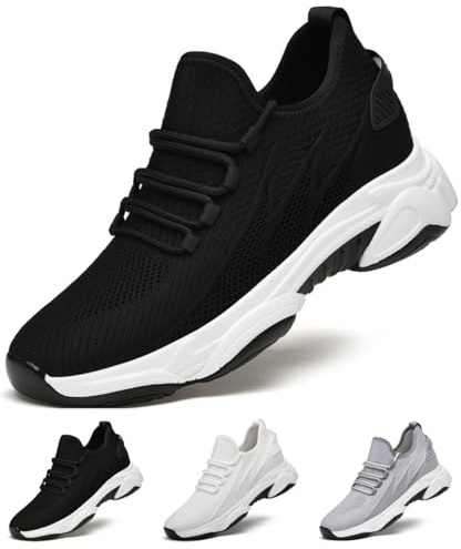 Elevate Shoes Zapatos ortopédicos transpirables para hombre, zapatos para correr, zapatos de golf, más grandes, para correr, caminar, zapatillas de entrenamiento, con aumento de 10/8/6 cm, 01 negro