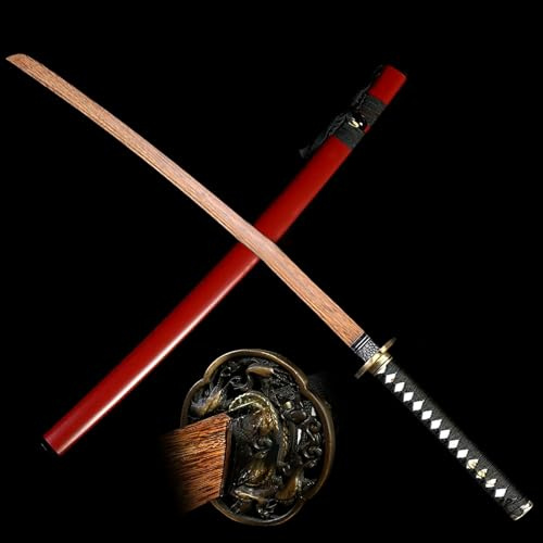 Espada samurái de wengué natural 103cm,katana madera para practicar kendo,bokken artesanal con vaina,espada japonesa de entrenamiento de madera para cosplay,exhibición,colección,Halloween y regalos