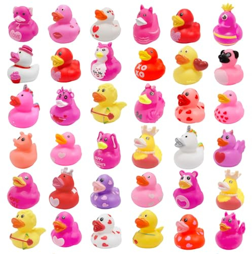 36 anatre in gomma per San Valentino, accessori per vasca da bagno, mini paperelle da 5,5 cm, giocattoli da bagno per adulti, bomboniere per San Valentino, scambio regali (San Valentino)