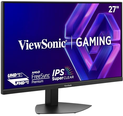 ViewSonic VX2730D-4K 27 Inch 4K Gaming Monitor, IPS with Switchable Refresh Rate at 288Hz and 0.5ms for Smooth Gameplay, FreeSync Premium, Eye Care Technology, Advanced Ergonomics, HDMI, and DP Inputs