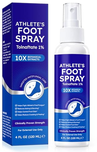 Antifungal Foot Spray, 120ml, Tolnaftate 1% with Tea Tree, Marigold and Sophora Flavescens, Relieves Itching and Burning, Daily Foot Care
