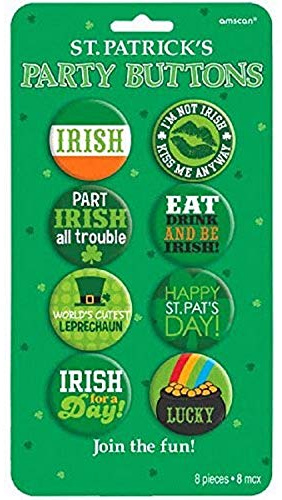 St. Patrick's Day Assorted Metal Fun Buttons, 8 Ct. | Party Accessory
