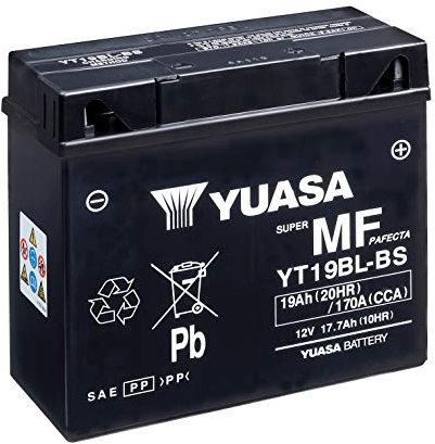 Yuasa YT19BL-BS 12V 170 CCA Vorgefüllte und einbaufertige wartungsfreie AGM-Motorradbatterie