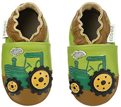 koshine Chausson Cuir Souple Bébé Chaussures Enfant Dessin Animé Fille Garçon 0-24 Mois (18-24 Mois, Tracteur)