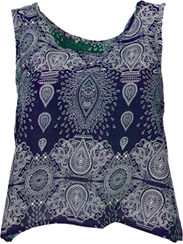GURU SHOP Boho Sommertop mit Offener Rückenpartie, Damentop, Strandtop - Dunkelblau, Synthetisch