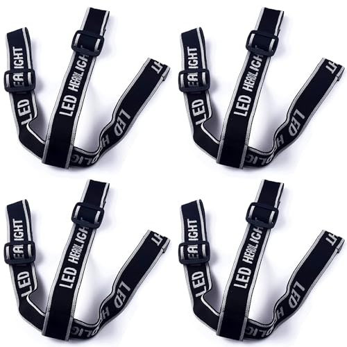RecDec Lot de 4 sangles de rechange élastiques pour lampe frontale LED rechargeable, mains libres, phare avant de vélo