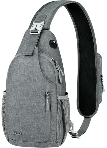 Voova Sling Bag Crossbody Backpack for Men Women, Grey | Waterproof Small Chest Shoulder Cross Body Bag Travel Hiking Casual Daypack