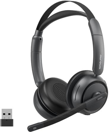 Nuroum HP31-DU(2nd Gen) Casque Bluetooth sans Fil avec Micro, Casque à Réduction de Bruit ENC, Clé Dongle/USB-A&C/Bluetooth/USB, Confortable & 45 Heures d'Autonomie pour Le Appels/Travail/Ordinateurs