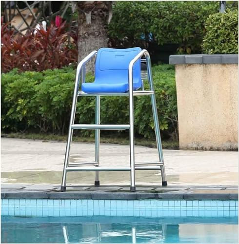SAFWELAU Taburete alto Escalera Sillas del salvavidas de la cubierta de la piscina, 120 cm 150 cm 180 cm de alto, Acero inoxidable Silla elevada para salvavidas para Park Hotel Piscina Playa(H 120cm/4