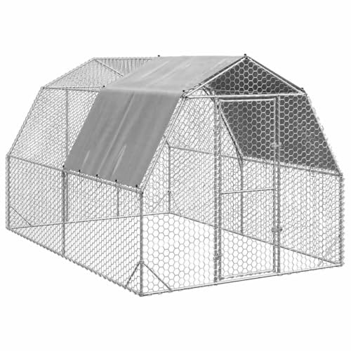 vidaXL Hönsgård med tak 2,5x4x2,25 m galvaniserat stål