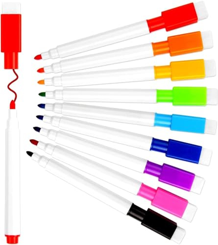 VEYLIN Whiteboard Pens,18 Piecs Whiteboard Markers Wipe Clean Pens Colour Whiteboard Pen for Kids Dry Wipe Pens for Whiteboard