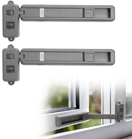 INMOZATA Window Restrictor Baby Safety Window Locks for UPVC Windows, for Wooden, Metal & Aluminium Windows, Self-Adhesive, No Drilling& Tools Required, 2PCS