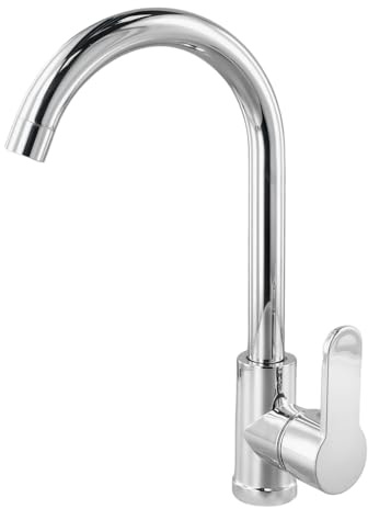 CashMuch Rubinetto miscelatore per lavabo Ished cromato lucido con beccuccio girevole, maniglia a leva singola per lavandino del bagno, acqua fredda e calda, facile da installare