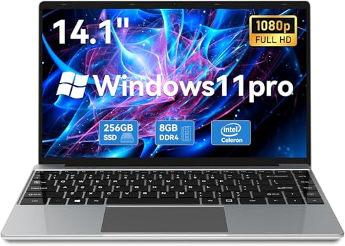 Portatile PC Computer 14,1 Pollici, Notebook Win 11 Pro 8GB LPDDR4 256G SSD Laptop, Celeron N4020C Fino a Upto 2,8GHz Laptop, Full HD 1920 x 1080, 2.4G/5G WiFi, BT4.2, 4K Video, Type-C, 7.6V/5000mAh