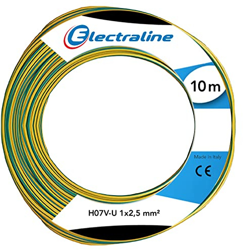 Electraline 60101025C Couronne de Câble H07 V-U 1X2, 5 10M, Vert/Jaune
