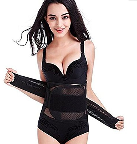 amara-global Bauchweggürtel Mieder Rückenbandage nach Geburt Corsage Schwangerschaft DH900 (M/L, SCHWARZ)