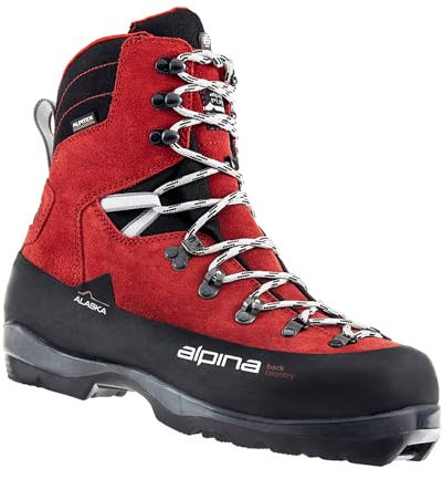 Alpina Sports Alaska Leather Backcountry Cross Country Nordic Ski Boots, Red, Euro 38