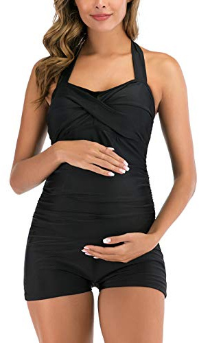 EastElegant Maillot de Bain Une pièce rétro Halter avec Boyleg Grossesse