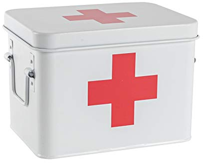 Harbour Housewares Vintage Metal Erste Aid Box - 23cm - Weiß