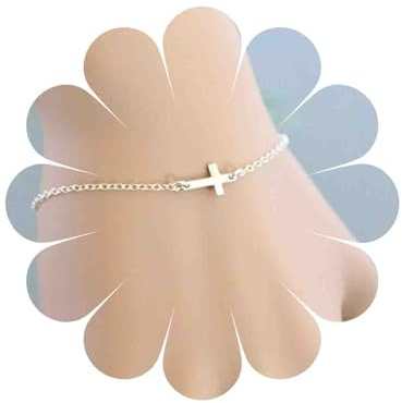 Yienate Boho Bracelet with Tiny Cross hand chain for women and Girls (Silver)