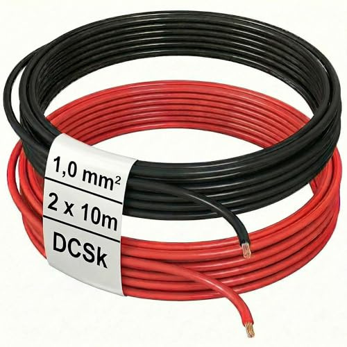 DCSk Fahrzeugleitung 1,00mm² 10m FLRY B asymmetrisch 1.00 mm² Kfz-Kabel Kfz Stromkabel Farbset schwarz rot 1 00mm2