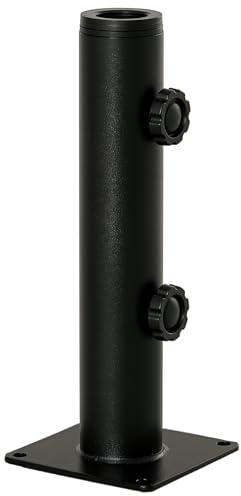 Outsunny Soporte de Parasol para Suelo de Cemento con 2 Botones de Bloqueo y 4 Tornillos de Expansión Base de Sombrilla para Palo de Paraguas de 34/38/48mm 12x12x30 cm Negro