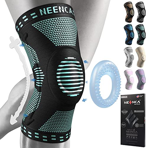 NEENCA Rodillera Profesional, Rodillera de Compresión con Almohadillas de Gel de Rótula y Estabilizadores Laterales para Hombre y Mujer, Rodilleras de Grado Médico para Correr, Desgarro de Menisco