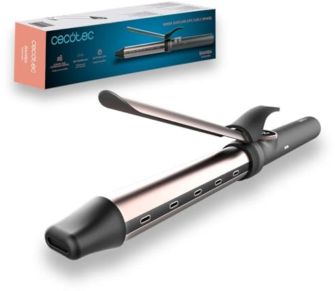 Cecotec Rizadores de pelo manuales Bamba SurfCare Epic Curly Sphere 32 mm de cerámica y turmalina, Ajuste de temperatura (120ºC-210ºC) y pantalla LED, Tecnología de iones, Cable giratorio.