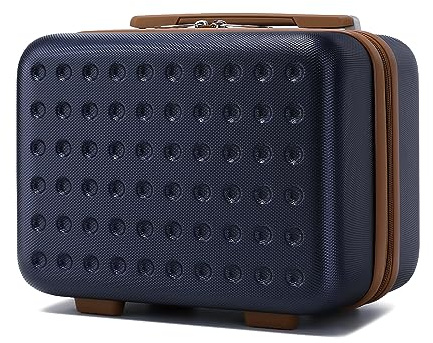 KONO Kosmetikkoffer Schminkkoffer Leicht Handgepäck Tragbar Beautycase Damen 100% ABS Make Up Koffer mit Handgriff und Reißverschluss Hartschalen 30 * 21 * 16cm Blau