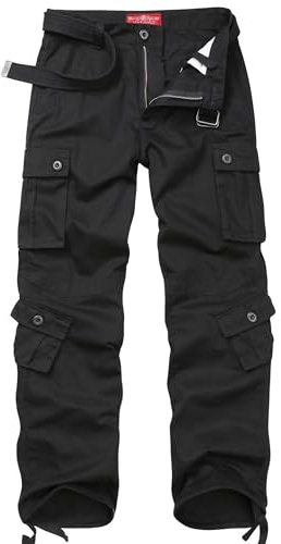 VATINNT Work Trousers Men's Ripstop Cargo Trousers Casual Tactical Camo Cargo Pants with 8 Pockets 3357 Black 34