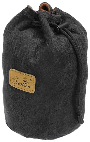 PATIKIL Pochette Souple pour Appareil Photo, Taille L, Étui de Protection Antichoc avec Cordon de Serrage en Flanelle Compatible avec Les Objectifs d'Appareil Photo Nikon, Noir (Rond)