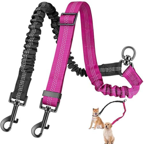 UQMIQURA Doppelter Hundeleinen-Koppler, Hundeleine für 2 Hunde, Doppelleine Verstellbar 360°Drehbar Hundeleine, Double Dog Doppelleine Gehen Trainer Leine für kleine, Mittlere und Große Hunde