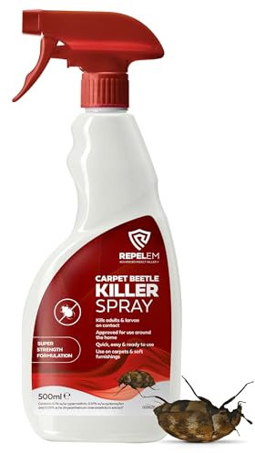 REPELEM Carpet Beetle Killer - Instant Action Spray, Low Toxicity Treatment, Kills Bugs at all life stages, Professional Strength Insecticide carpet Spray - 500ml