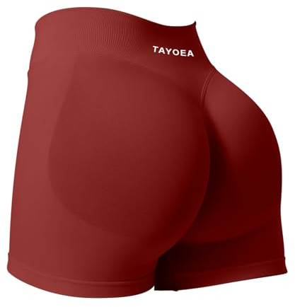 TAYOEA Pantaloncini sportivi da donna Scrunch corti sportivi push up leggings corti leggings sportivi Butt Lifting Gym Short senza cuciture per allenamento ciclismo da donna, rosso scarlatto, S