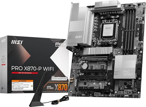 MSI PRO X870-P WiFi V1 ProSeries - Placa base (procesadores AMD Ryzen serie 9000/8000/7000, AM5, DDR5, PCIe 5.0, M.2 Gen5, SATA 6Gb/s, USB 40Gbps, HDMI/DP, Wi-Fi 7, Bluetooth 5.4, LAN de 5 Gbps, ATX)