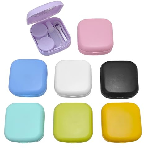 USHXVG 8-Piece Contact Lens Case Set, Glasses Accessories Set, Contact Lens Storage Device, Including Tweezers, Squeeze Bottle, Suction Cup And Mirror (8 Colors).