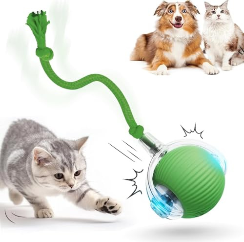 HOIDOKLY Juguetes interactivos para perros y gatos, pelotas, 2026 nuevo balón inteligente automático de 360°, pelota rodante, juguete perseguidor duradero de movimiento rápido para gatos de interior