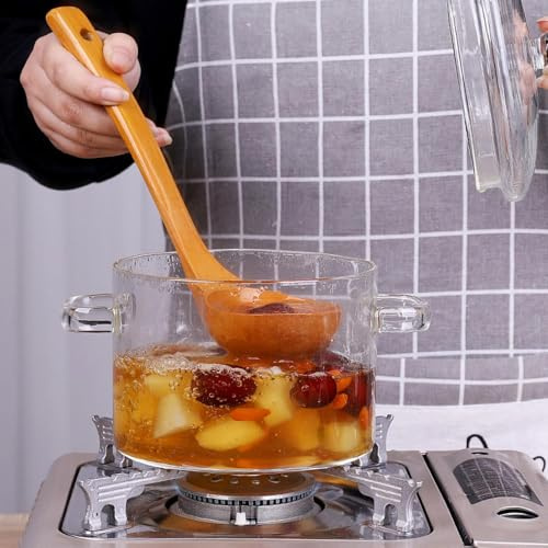 Glass Simmer Pot with Cover, Glass Pots for Cooking On Stove, Mini Clear Pots for Cooking, Heat-Resistant Borosilicate Glasses Cookware, Glasses Boiling Pot for Baby Food, Soup, Noodles