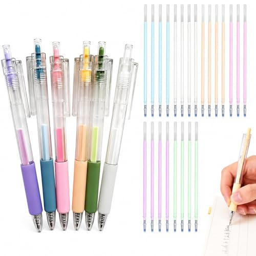 Juego de bolígrafos de Pegamento 6 Piezas con 24 recambios, Pegamento de precisión de Secado rápido con Punta Fina, Ideal para Scrapbooking, Manualidades, Papel, Oficina y proyectos DIY