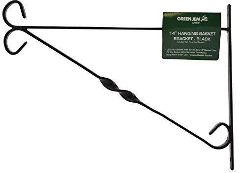 Green Jem 14-Inch Hanging Basket Bracket - Black