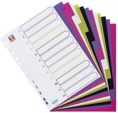 Oxford A4 Kunststoff-Register myColour, blanko, 12 Blatt, 12-teilig