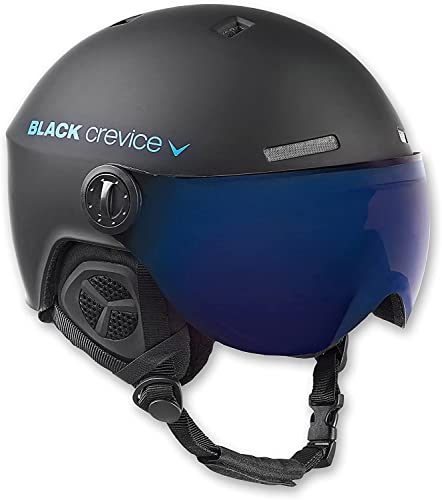 Black Crevice Skihelm mit Visier, Gstaad, BCR143921, schwarz/blau, Gr. M/L