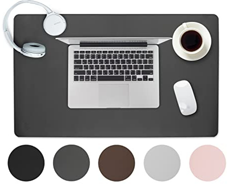 SIDORENKO Tappetino Scrivania Grande 60x35cm - Sottomano in Pelle PU grigio