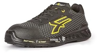 U-Power Matt S3 SRC CI ESD RV20014 Nero Giallo Scarpe antinfortunistiche, Scarpe da ginnastica unisex leggere antiperforazione, Suola in rafia, Inserto Infinergy, con puntale in Alluminio