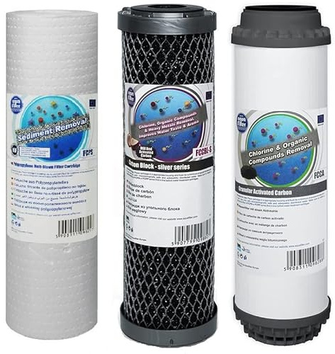 Aquafilter Premium 3 Stage HMA Heavy Metal Reduction Water Filter System 10 Replacements FCPS5 FCCBL-S FCCA