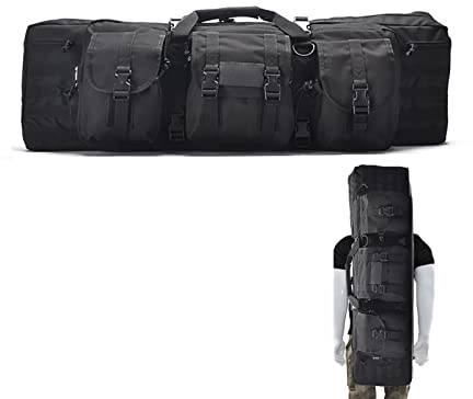 SJASD Borse per Fucili e Pistola Tattica,Sacca Custodia Borsa Porta Fucile da Softair,Borsa a Doppio Fucile Zaino per Pistola,Custodia Morbida Tattica per Fucile Borsa Doppia con Tracolla Regolabile